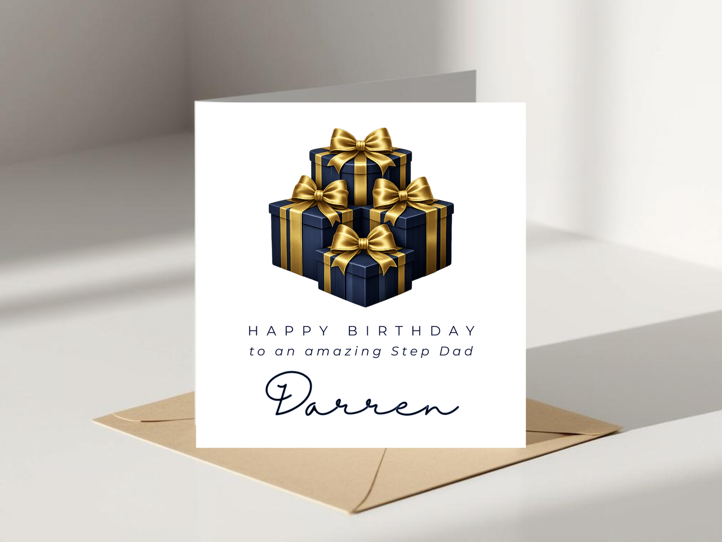 Personalised Birthday Card for Him - Elegant Gift Box Design