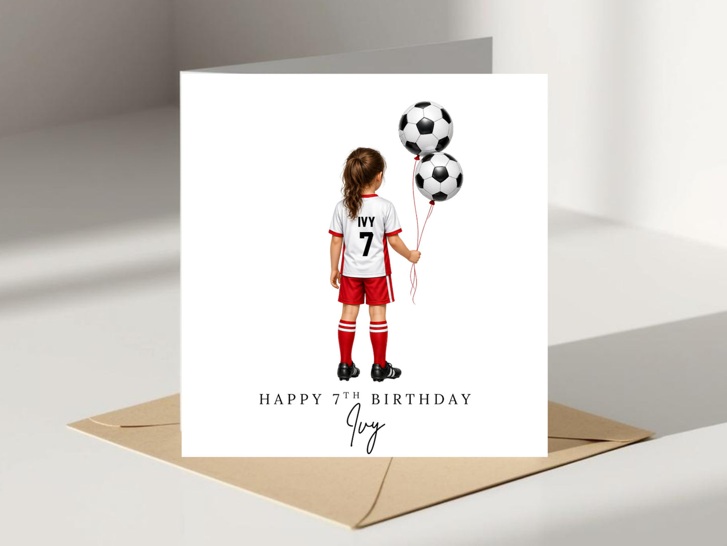 Personalised Football Birthday Card for Girl - any AGE
